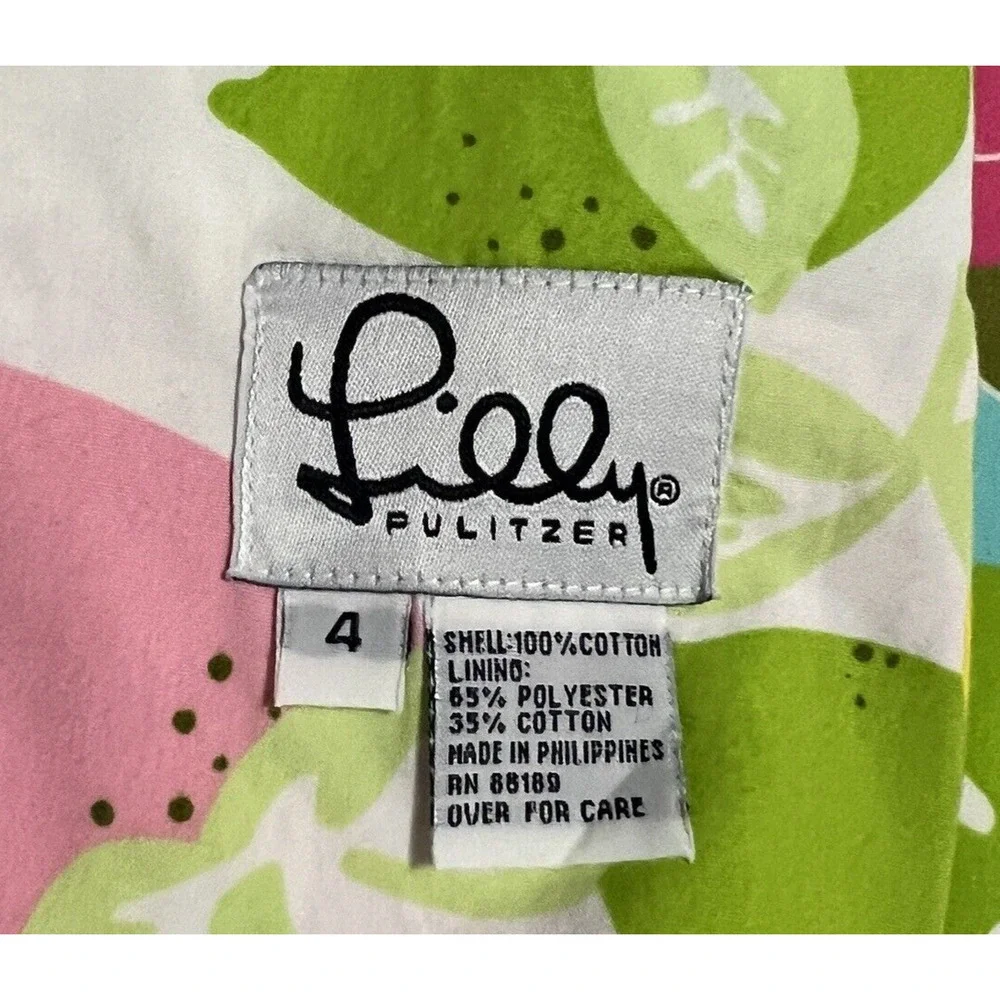 Lilly Pulitzer Wrap Skirt‎ Womens 4 Pink Reversible Patchwork Lemon Lime Vintage